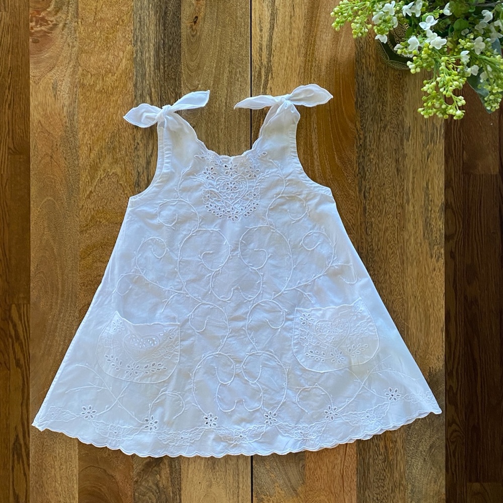 Toddler Girl Cotton Lace White Summer Shift Dress